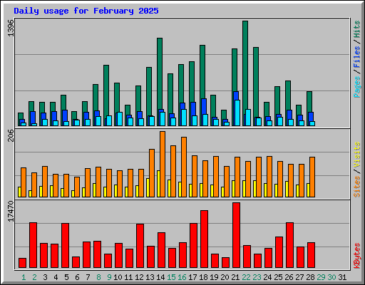 Daily usage for February 2025
