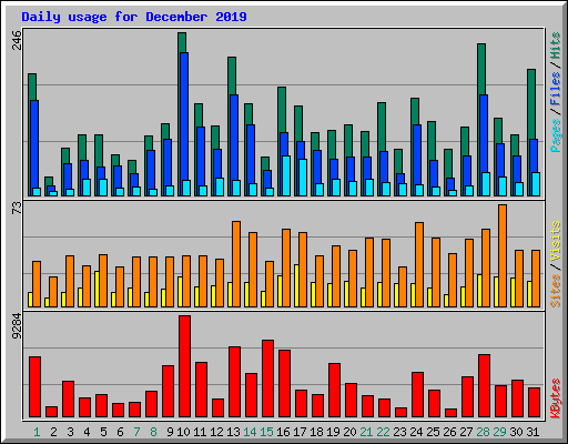 Daily usage for December 2019