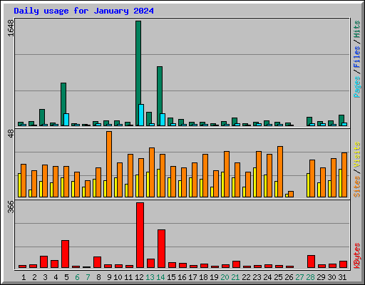 Daily usage for January 2024