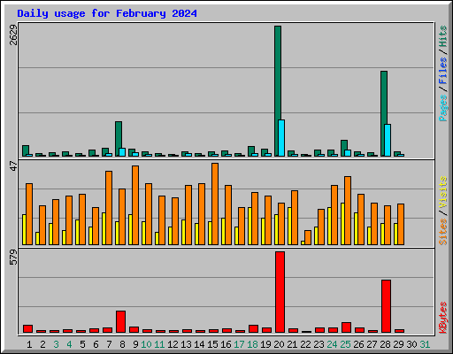 Daily usage for February 2024