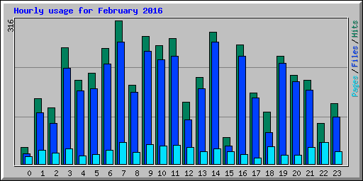 Hourly usage for February 2016