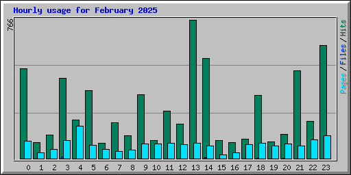 Hourly usage for February 2025