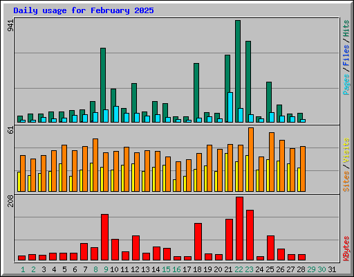 Daily usage for February 2025
